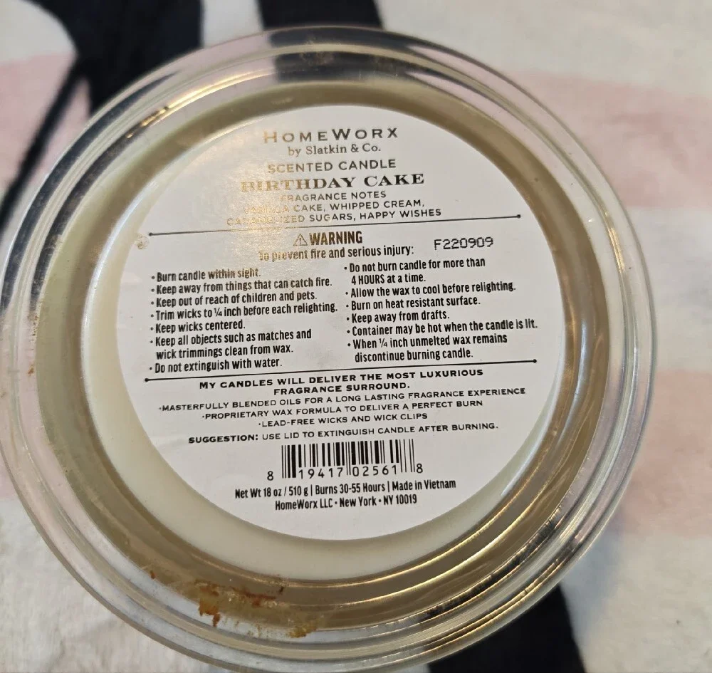 HomeWorx Birthday Cake Scented Candle - White